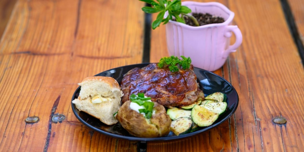 Short ribs are amazing with a loaded baked potato.